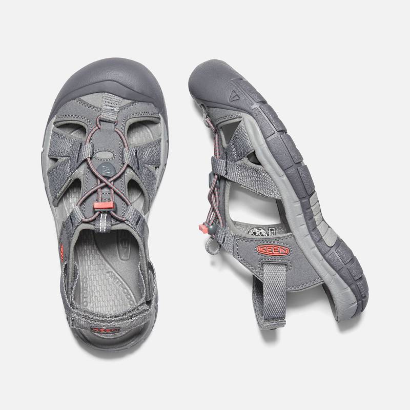 Keen Ravine H2 Trekkingsandalen Damen DE-81329 Steel Grey/Coral - Keen Damenschuhe Grau